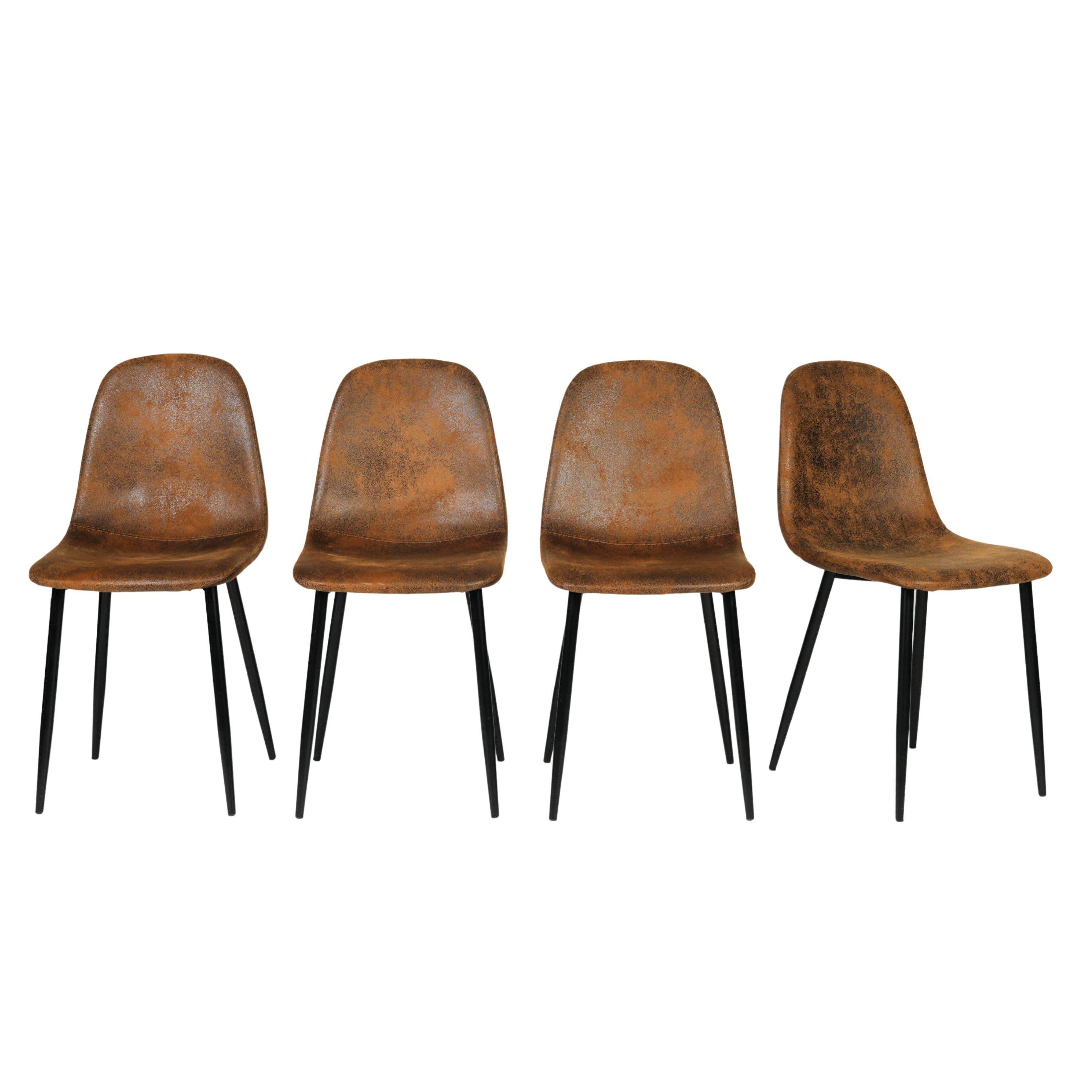 Urban Meuble – wholesale Stol – Set med 4 vintage skandinaviska matstolar i retro brunt mocka CHARLTON SUEDE BROWN16