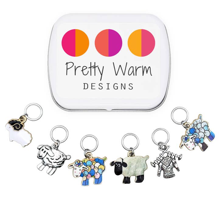 Marcadores de punto con diseño de oveja - estilo anillo - Juego de 6 para venta al por mayor de Pretty Warm Designs