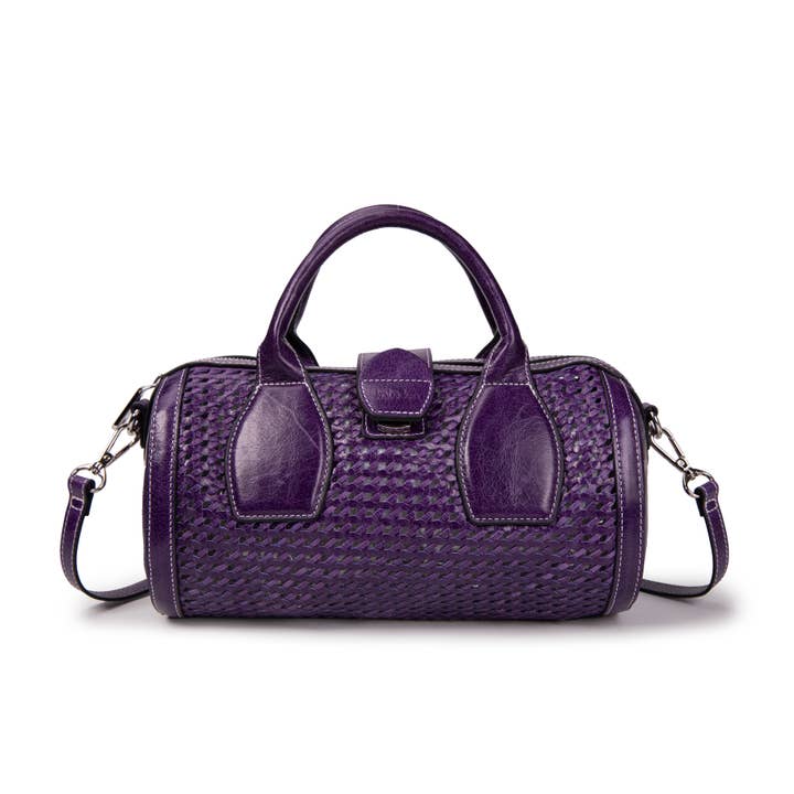 Geflochtene violette Ledertasche Frola für den Großhandel von kate lee