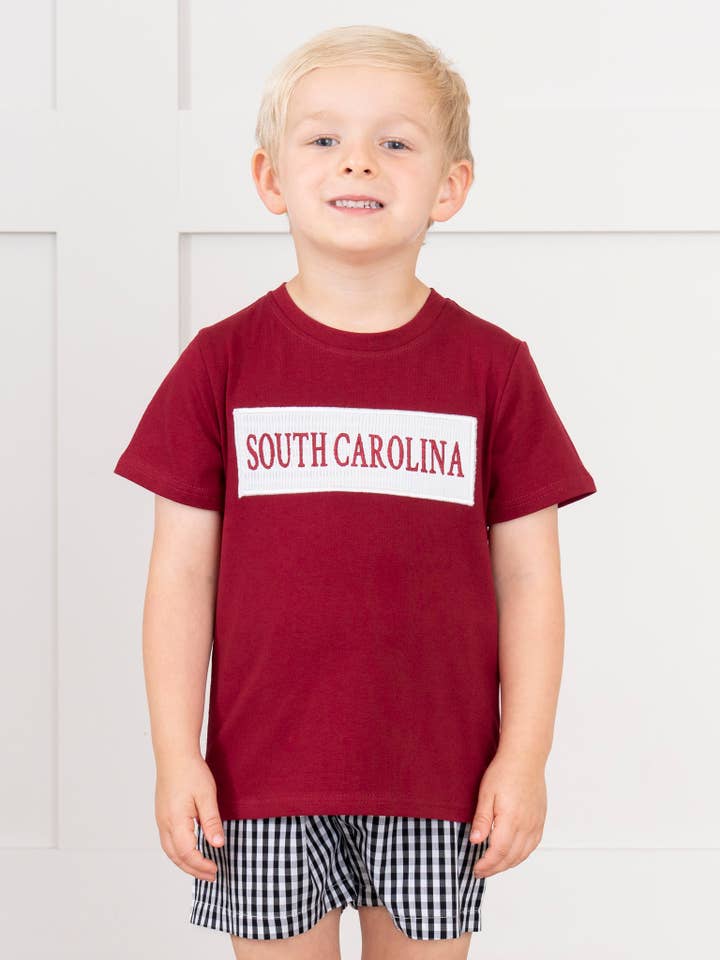 South Carolina Smocked Gingham Outfit for wholesale by Marie Nicole Clothing