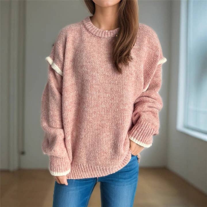 Round Neck Loose Thick Sweater for wholesale by Sheer Trend