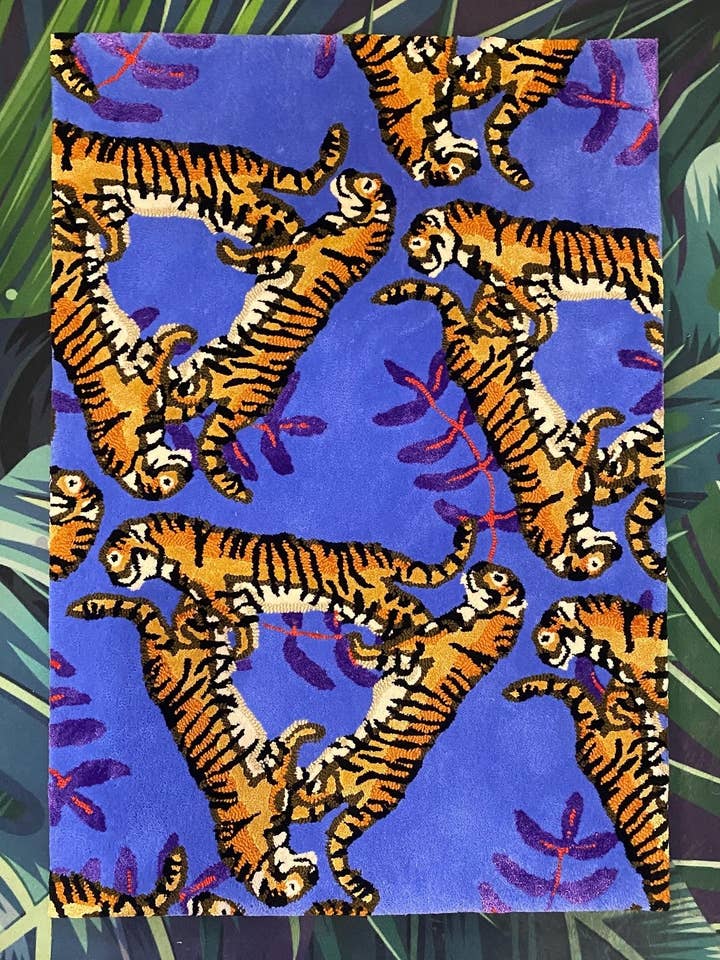 Roaring 2022 Lunar nyår Tiger Matta - Periwinkle för wholesale av cukimber