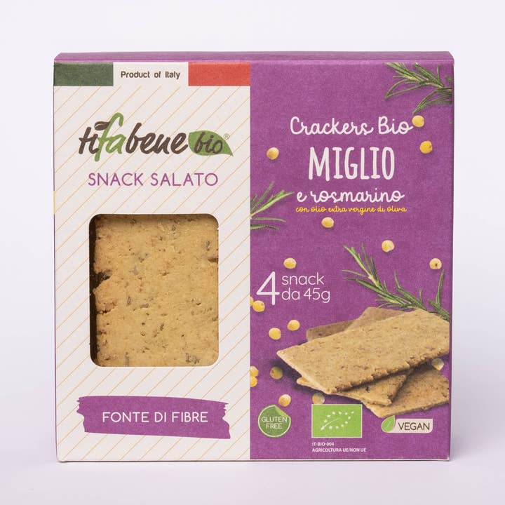 Le deliziose pasticceria sas Ti fa bene bio - Wholesale Crackers - Organic Millet and Rosemary Crackers 180g0