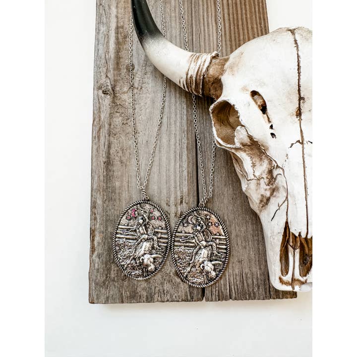 Boho Ranch Shop - Wholesale Pendant/Charm Necklace - Western Cowboy Bull Riding Pendant Necklace