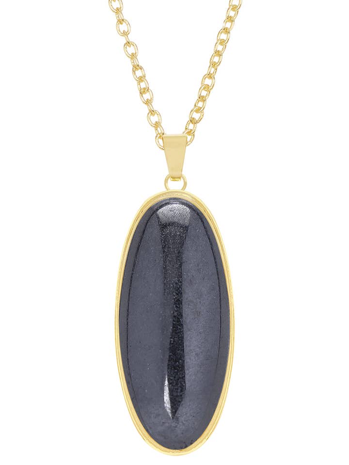 Hæmatit ovalt vedhæng halskæde - GF for engroshandel hos Zoey Simmons