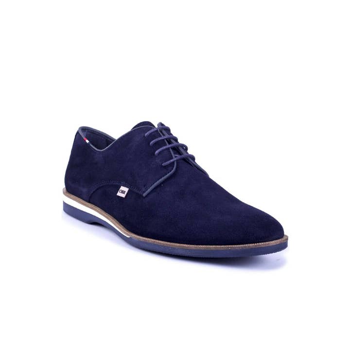 SAMAK-BLUE blue suede derby for wholesale by Ortiz & Reed