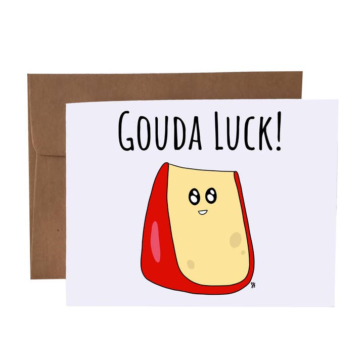 Gouda Luck | Cheese Pun Carte de vœux pour toutes les occasions pour la vente par SKP ink
