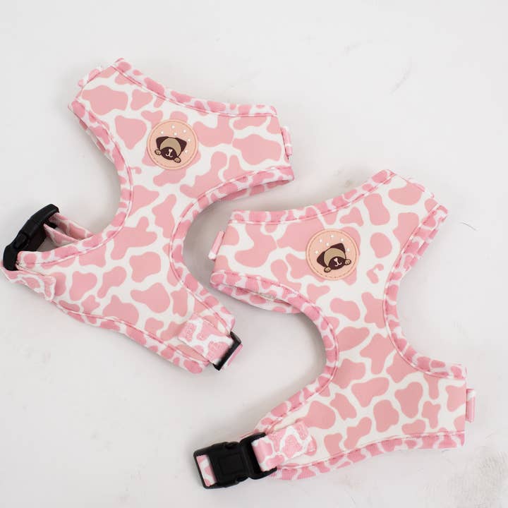 arnês de cachorro rosa vaca print por atacado de craftychloeco