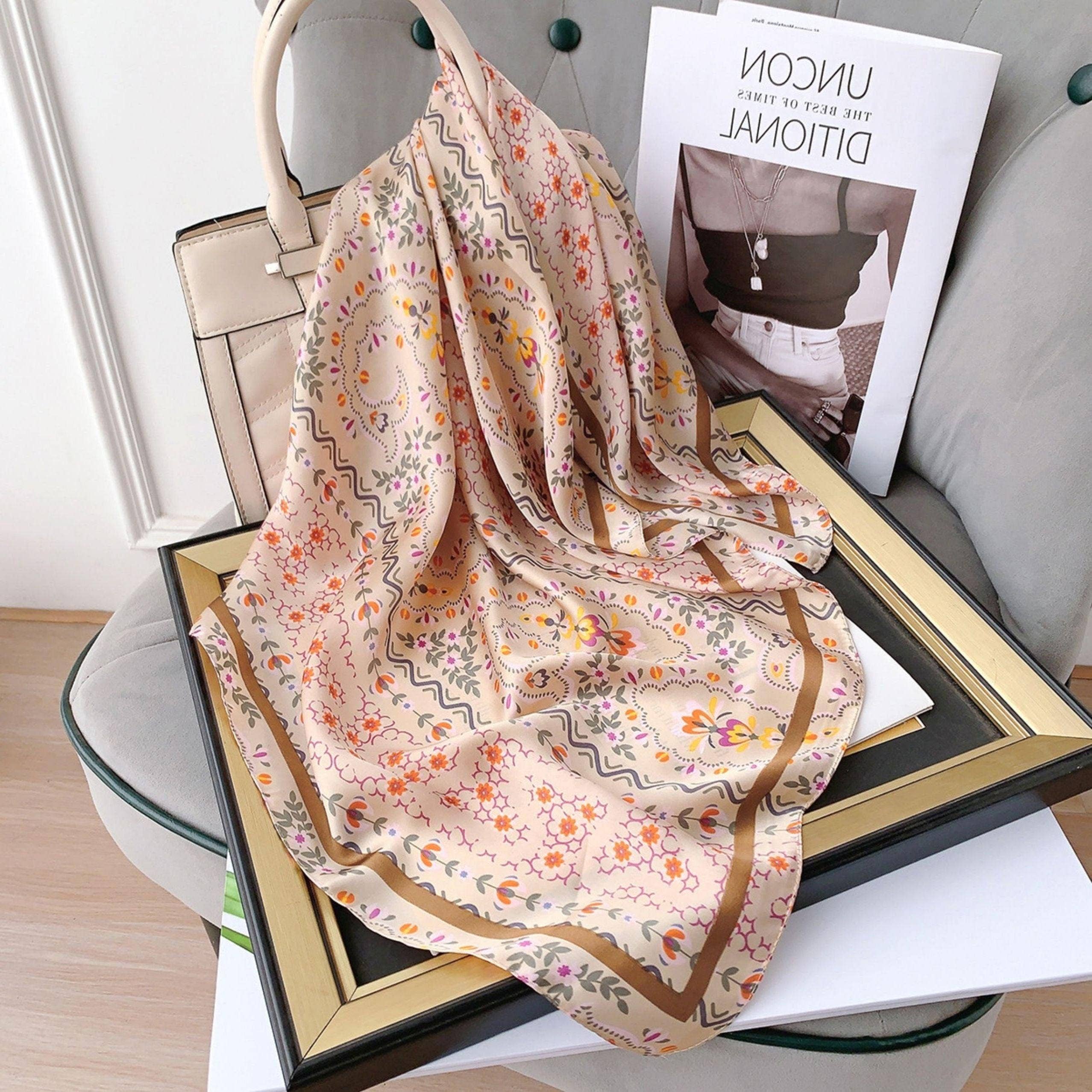 SueSilkHK - Wholesale Scarf - Women's - Summer Japanese prints 70cm square scarf, Silk textured scarf, Sun protection satin scarf, Neck scarf, Satin Shawl, Gift6