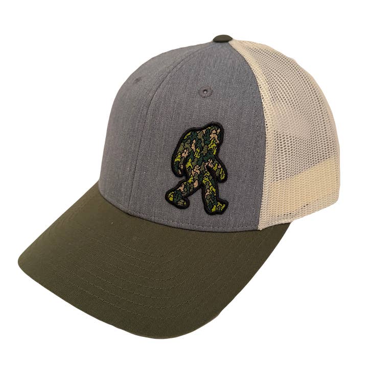 Tree Sasquatch Curved Bill Trucker Patch Hat for wholesale by Direction Apparel