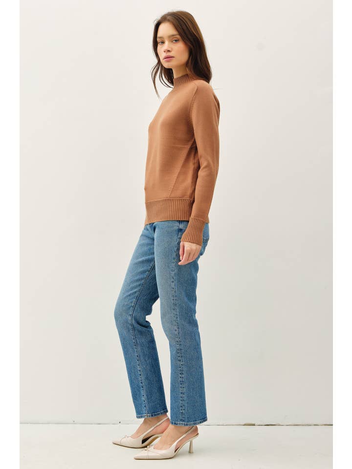 Be Cool - Wholesale Knit Sweater - Women's - CLASSIC MOCK NECK SWEATER WITH SHOULDER PANEL