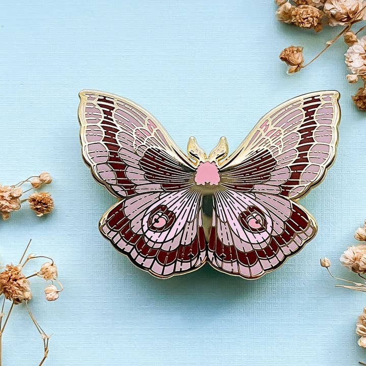 Coloradia Velda Pine Moth (Coloradia velda) Enamel Pin for wholesale by Alum and Ink