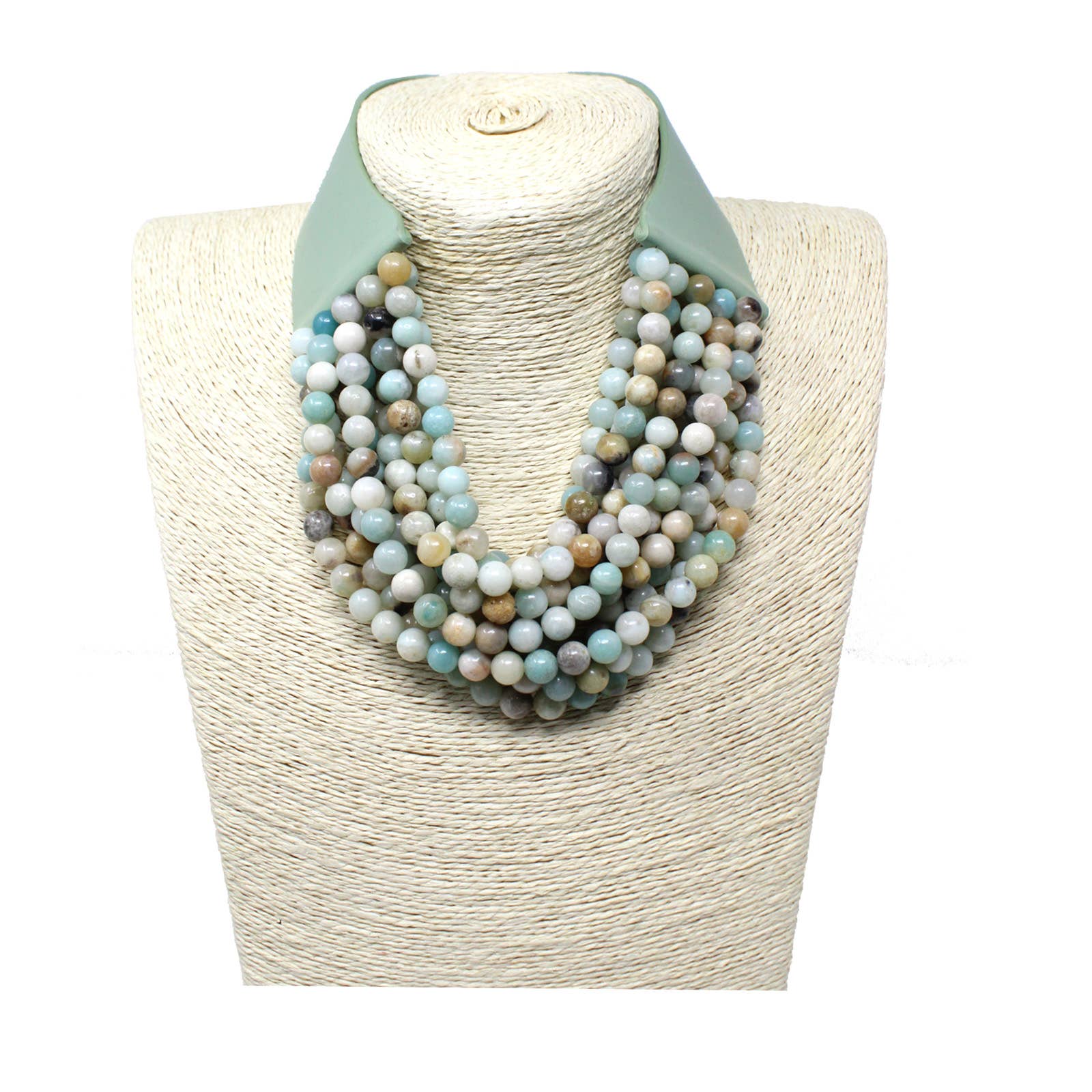 Kaleidoscope Accessories - Wholesale Beaded/Pearl Necklace - 10 Strand Stone Bead Necklace