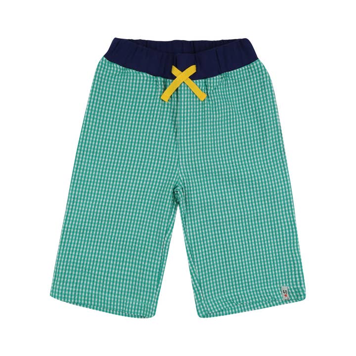 Green Gingham Print Shorts for wholesale by Lilly and Sid