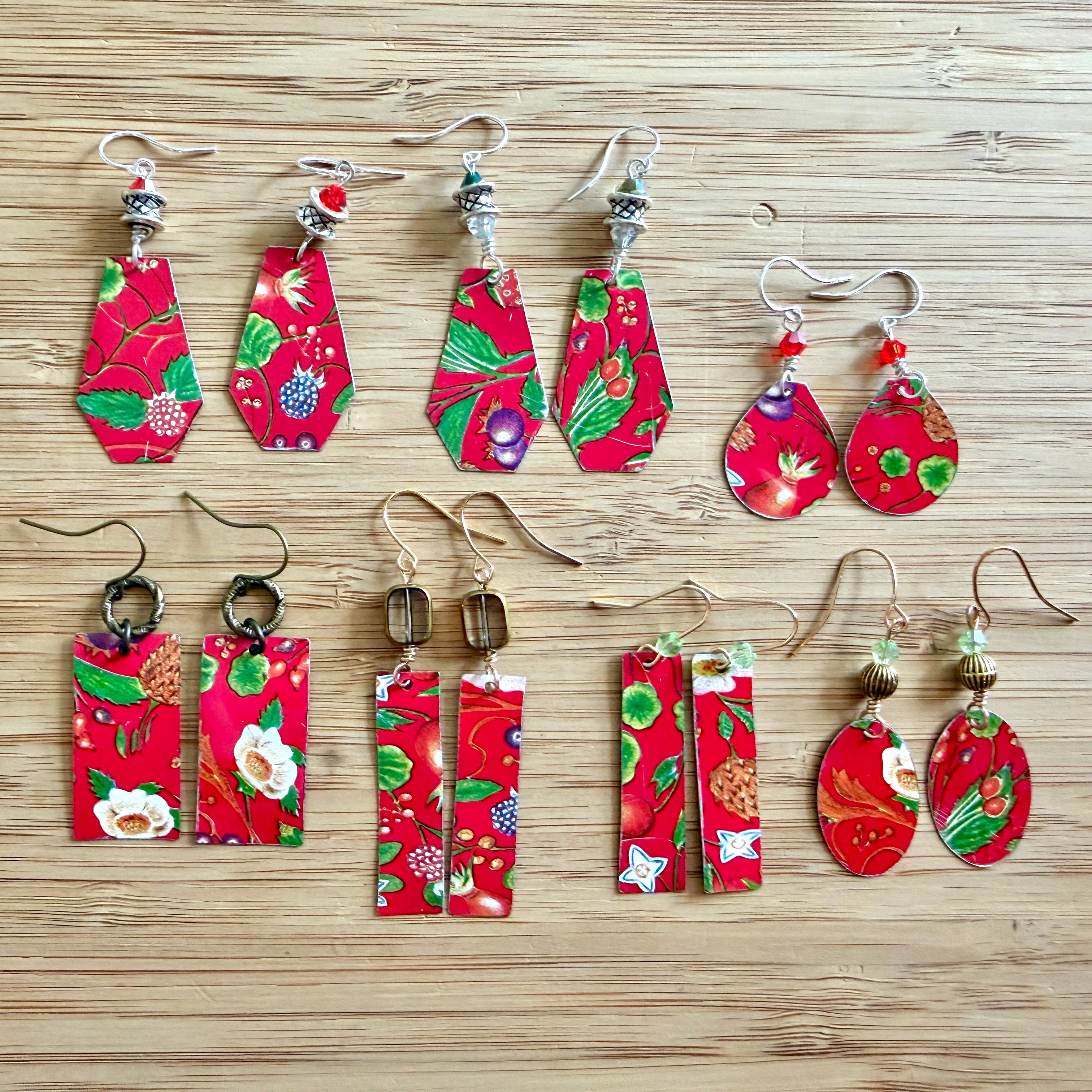 TTE Designs - Wholesale Dangle Earrings - Best Sellers - Set of 12 Recycled Vintage Tin Earrings 8