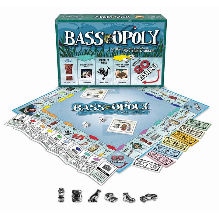 Outset Games and Cobble Hill Puzzles - Wholesale Board Game - Bass-Opoly Board Game, by Late for the Sky