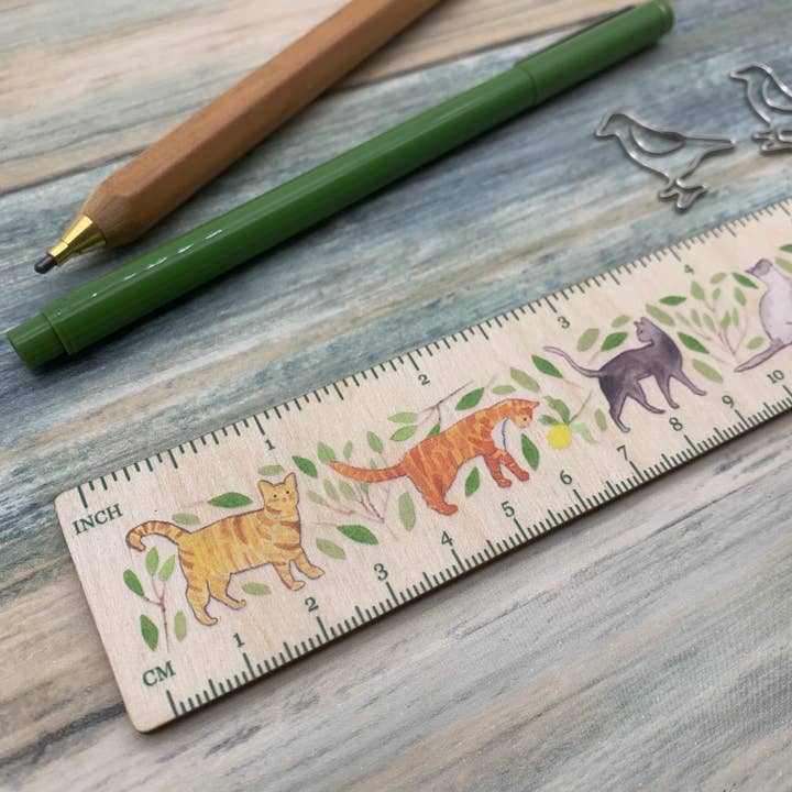 Samantha Hall Designs - Wholesale Ruler - Cat Wooden Ruler1