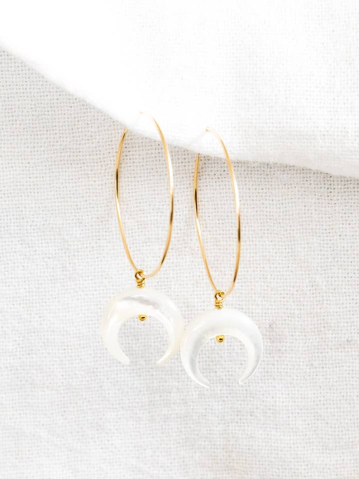 MOP Crescent Dainty Hoops for wholesale by Laine Honolulu
