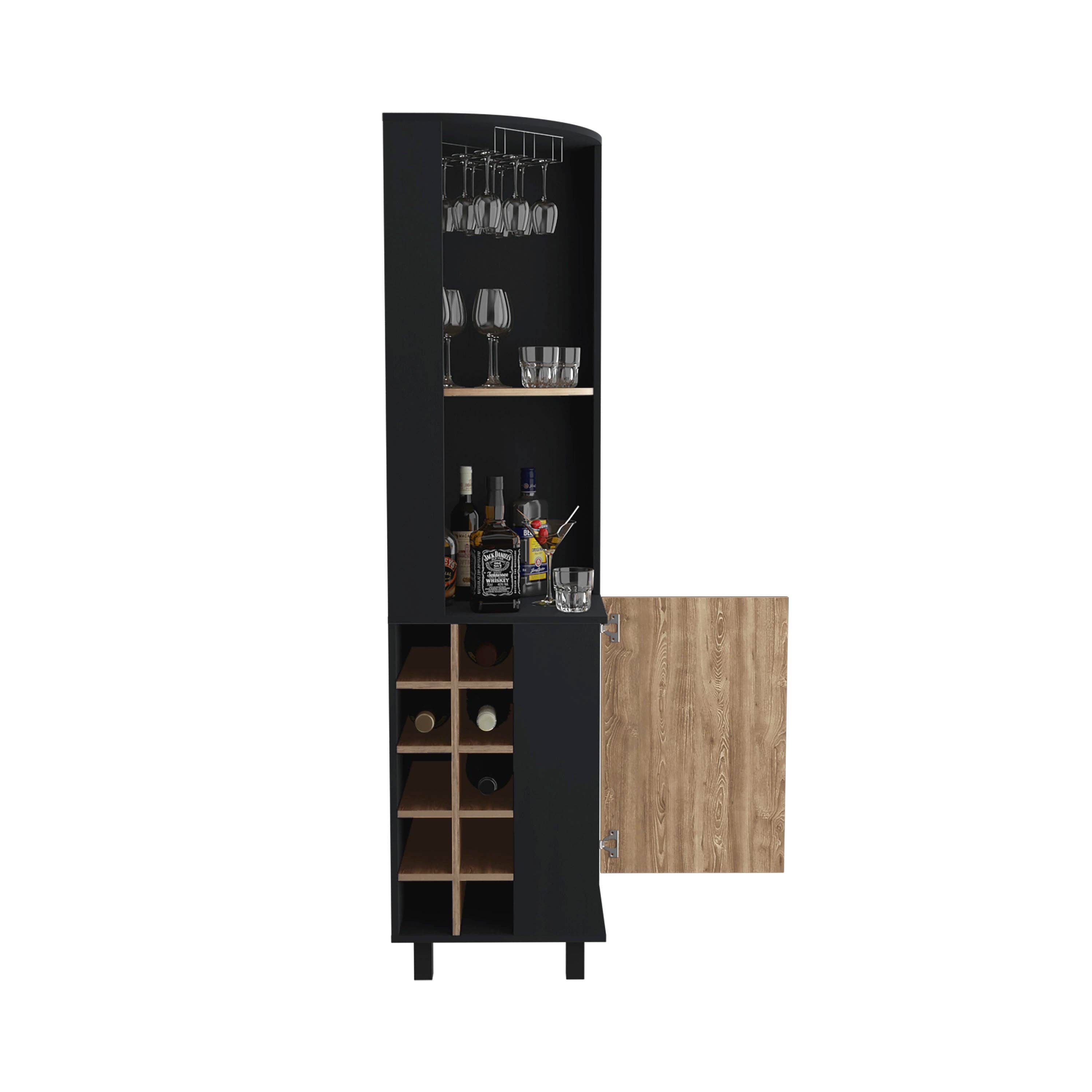 Multi color Kaia Corner Bar Cabinet, with 1 Door and Bottle Rack for wholesale on Faire6