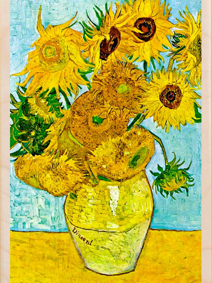 Tournesols de Van Gogh – Cartes et magnets écologiques pour la vente par THE WOODEN POSTCARD COMPANY