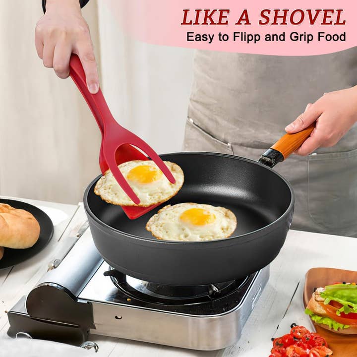 VIGOR - Wholesale Spatula/turner - Double Sided Pancake Fish Turner Flip Spatula Tongs, Silicone Egg Flipper Tong(10 Pack)3