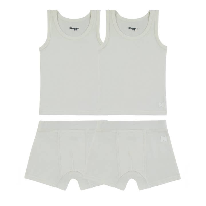 Bambù Cotone Bianco, Ragazzo (2 Set) per la vendita all'ingrosso da parte di Noggi Wear