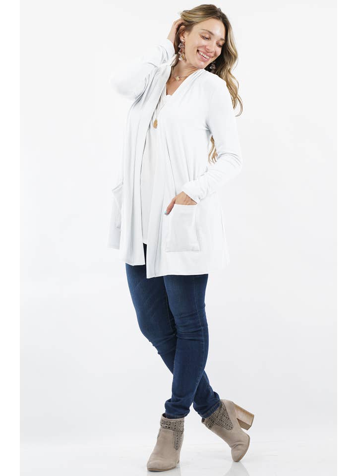 42POPS - Wholesale Cardigan - Women's - ..SI-14554 Plus Slouchy Pocket Open Cardigan3