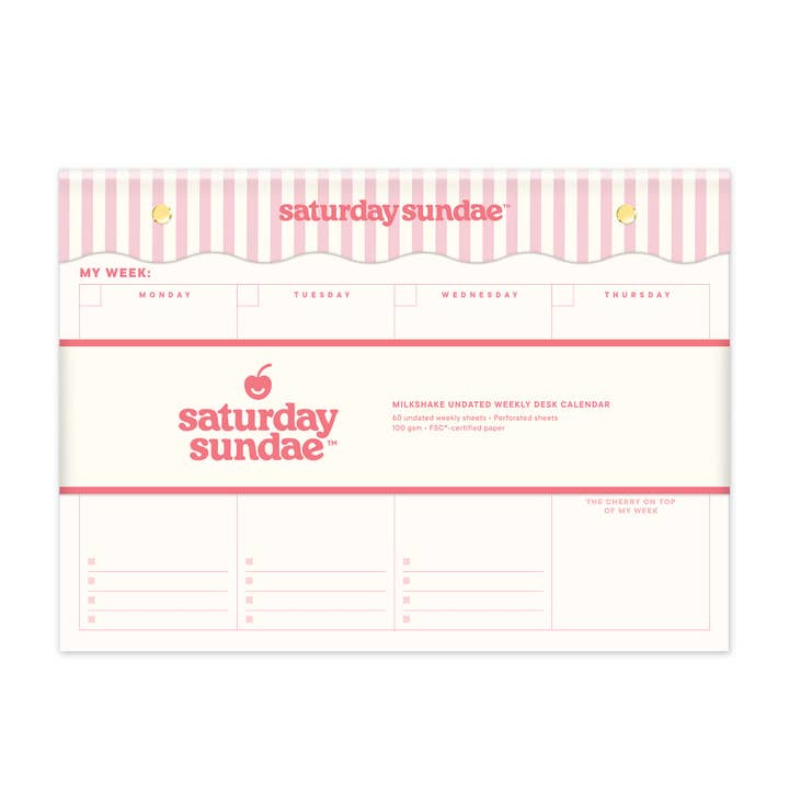 Bubble Gum Milkshake Undated Weekly Desk Pad for wholesale by Saturday Sundae
