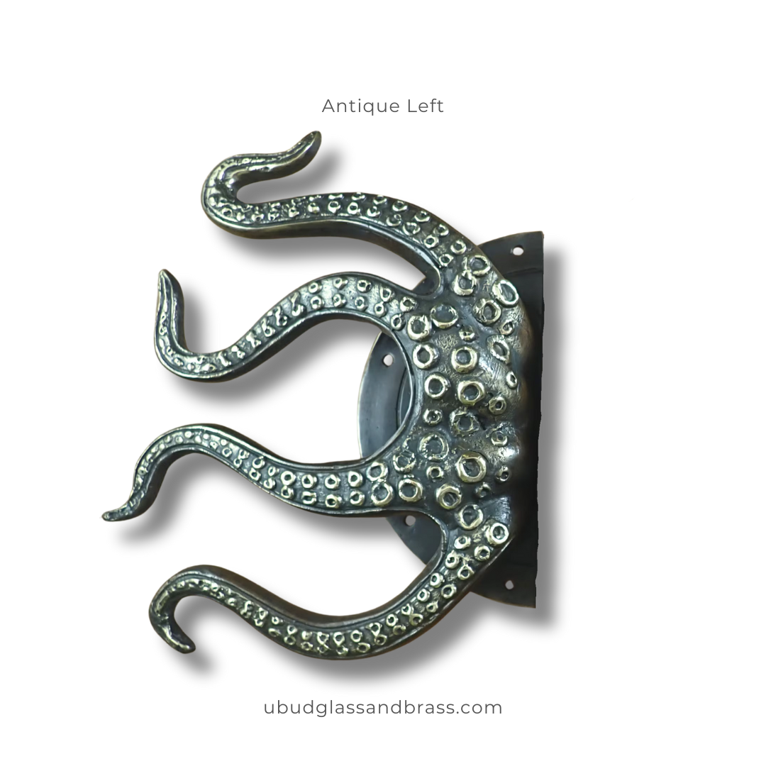 Ubud Glass – wholesale Knob/pull – Brass Octopus Door Handle – Solid Brass Entry Door Pull (Left or Right)20