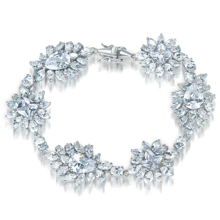 Sterling zilveren kubieke zirkonia armband met bloemmotief voor wholesale door Genevive