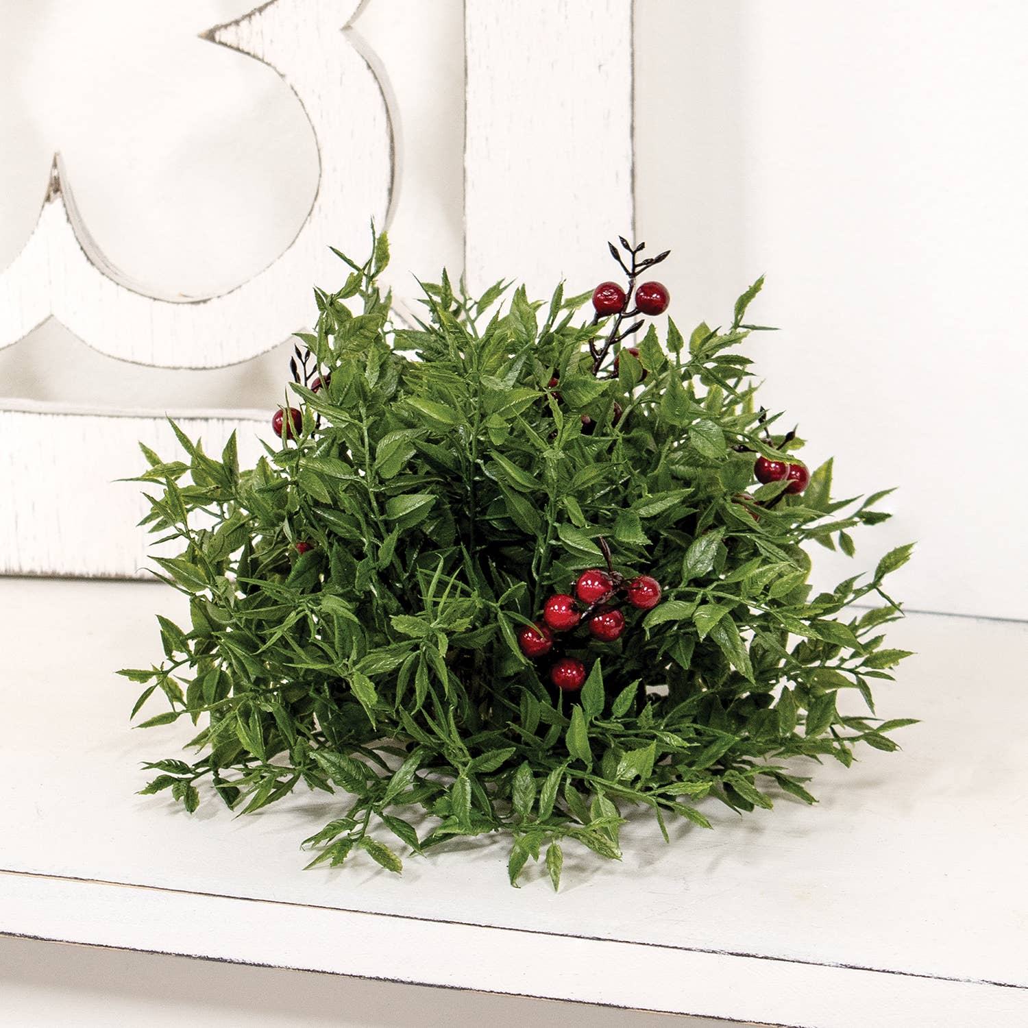 Col House Designs - Wholesale Artificial Plant - Lady Ruscus & Berries Half Sphere - 8.5"1