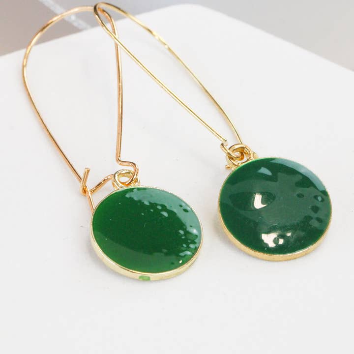 Green Circle Drop Earrings for wholesale by GYstudios