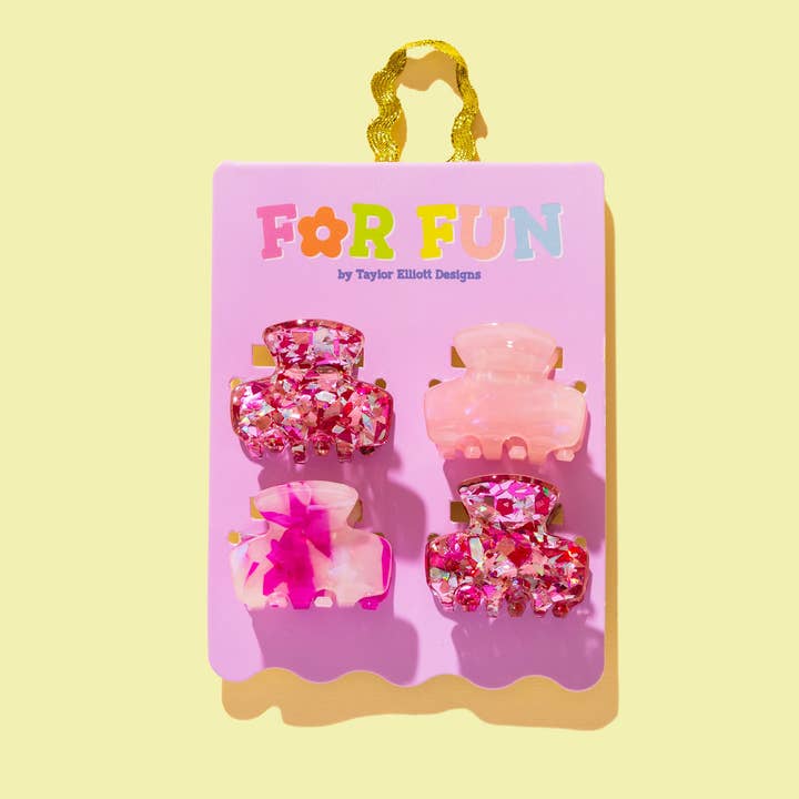 VOOR PLEZIER - Klauw Haarclip Set - Mini - Assorti Roze - 4-delige Set voor wholesale door Taylor Elliott Designs