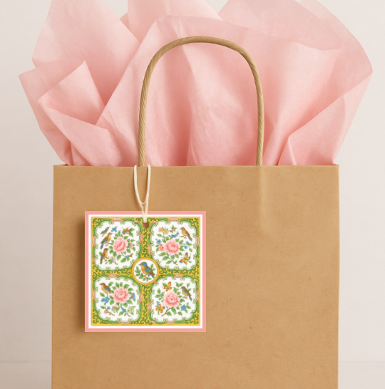 Design Carolinas - Vente Étiquette cadeau - Ensemble d'étiquettes-cadeaux carrées ou rondes Médaillon Rose Antique5