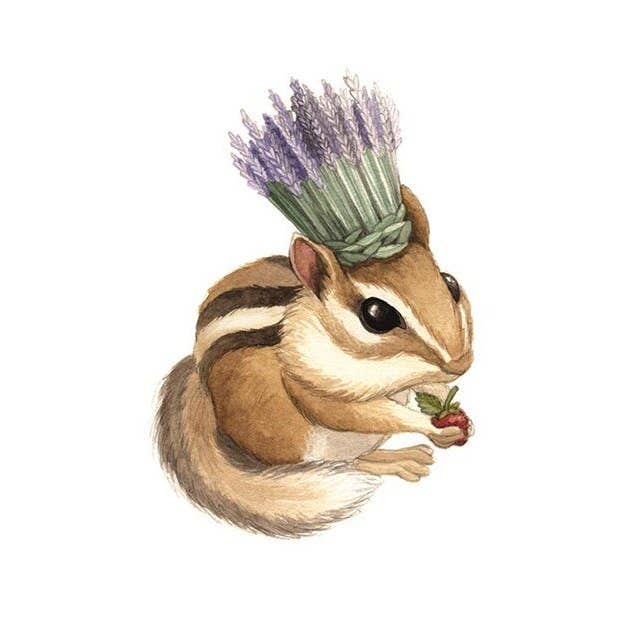 Impression artistique de la couronne de fleurs de Chipmunk pour la vente par ALICIA'S INFINITY