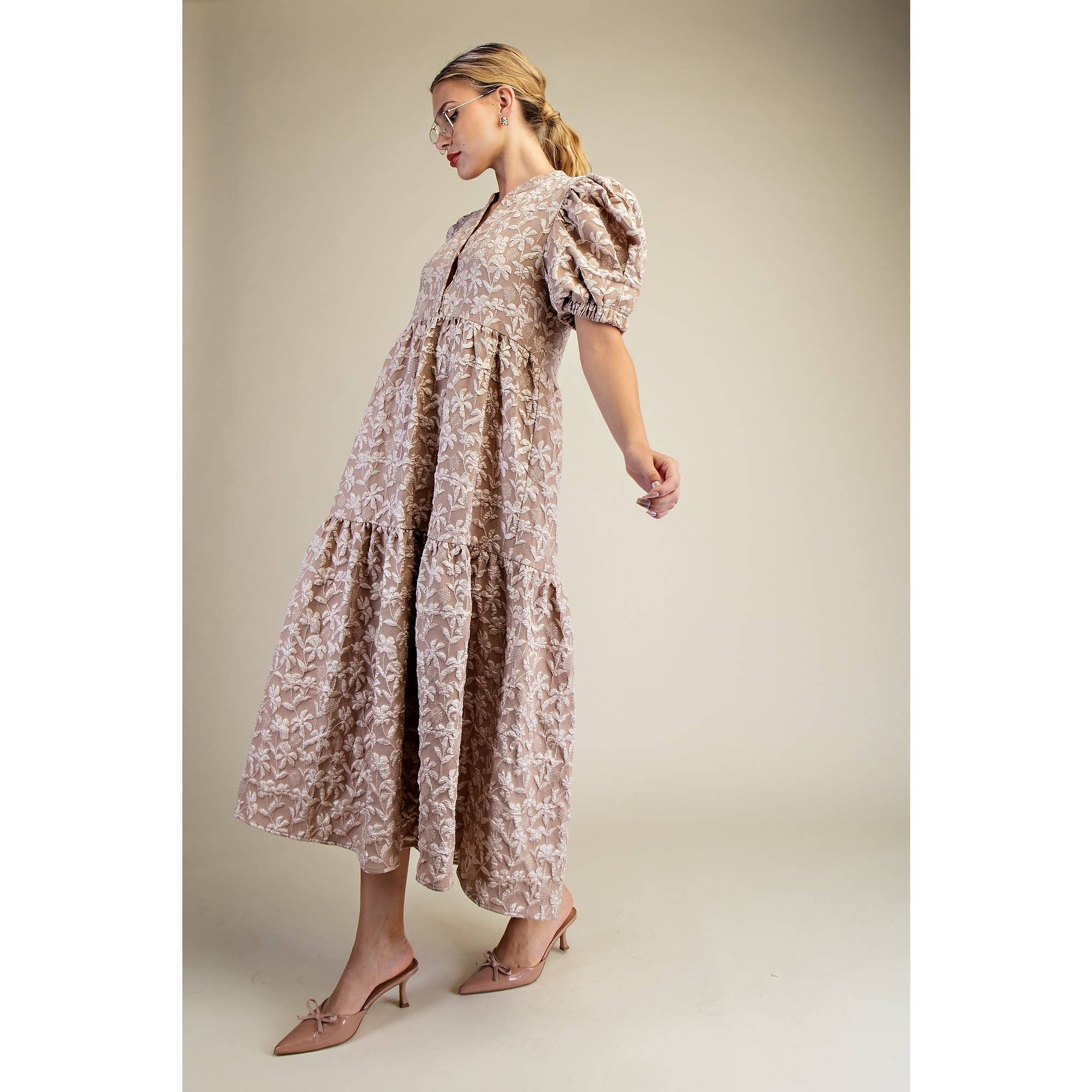 STYLE USA - Wholesale Dress - Women's - NEW Puff Sleeve Midi Dress16