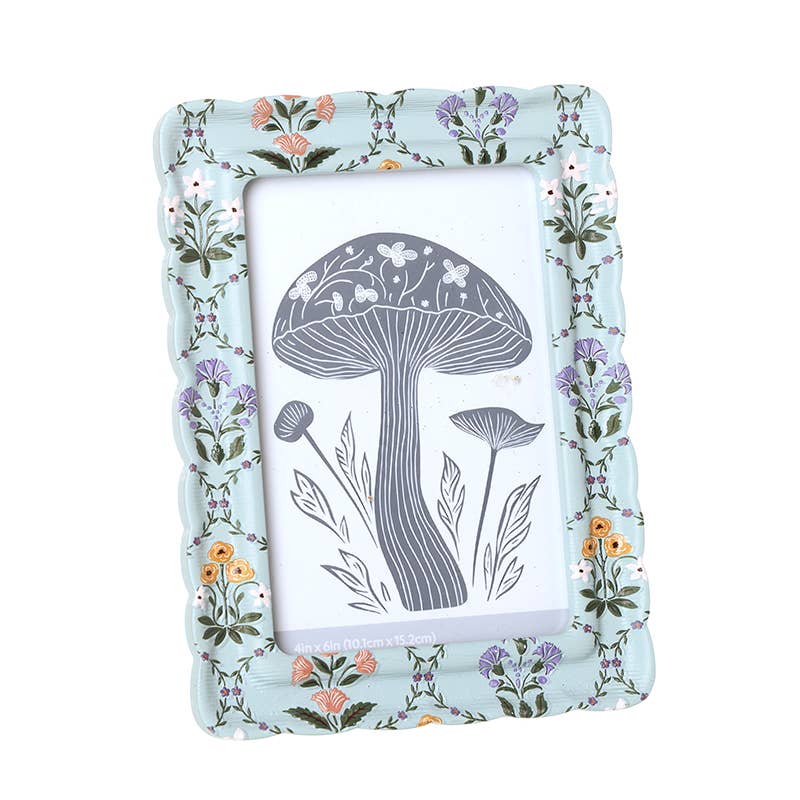 Heaven Sends – wholesale Picture frame – GREY WOOD FLORAL PRINT SML PHOTO FRAME0
