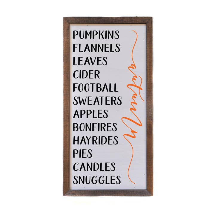 Driftless Studios - Wholesale Sign - 12x6 Best Of Autumn List Fall Signs
