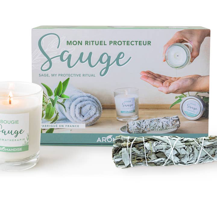 My sage protective ritual set - Braid and candles for wholesale by AROMANDISE