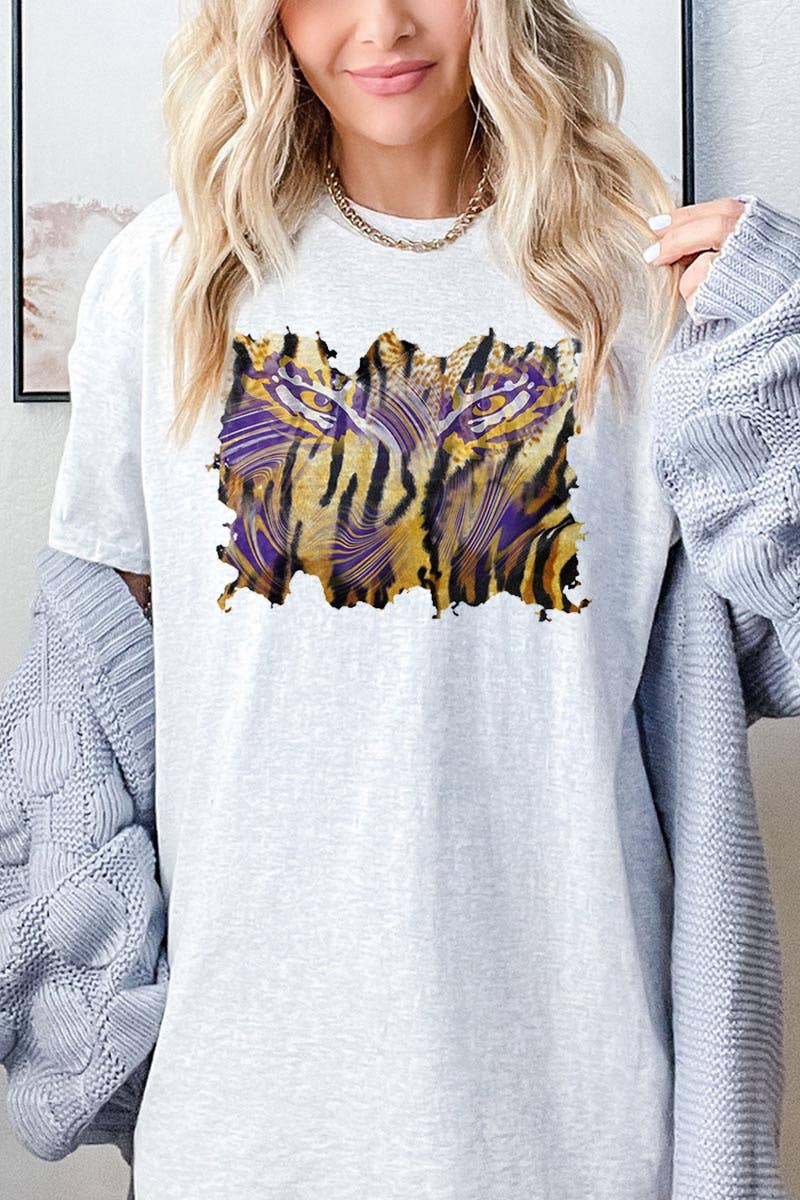 COLORBEAR - Wholesale T-Shirt (Graphic) - Women's - TIGER,LSU,FOOTBALL HEAVY COTTON UNISEX SHORT SLEEVE 0