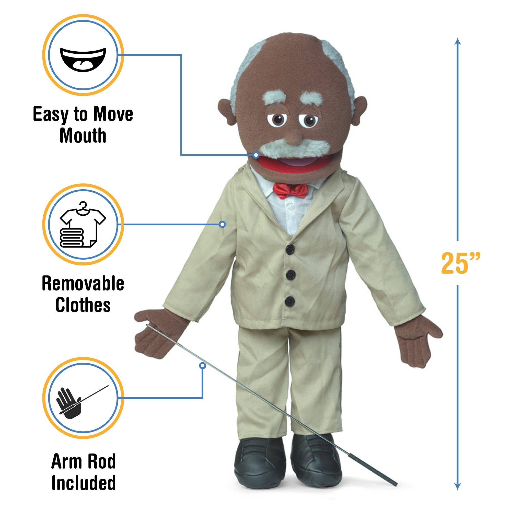 Silly Puppets - Wholesale Puppet - Kids & Baby - Silly Puppets Pops, Grandpa, Black (25")2