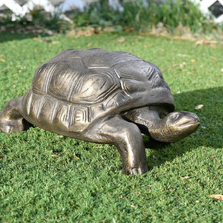 Realistic Turtle Large Bronze Color Recycled Aluminum Metal for wholesale by Sanyork Fair Trade