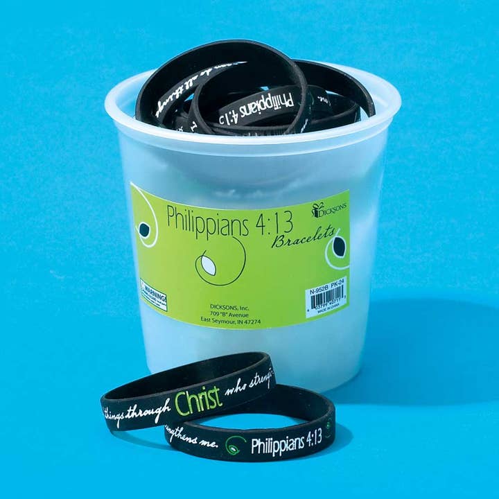 Dicksons - Wholesale Wristband - Philippians 4:13 Silicone Bracelets Tub
