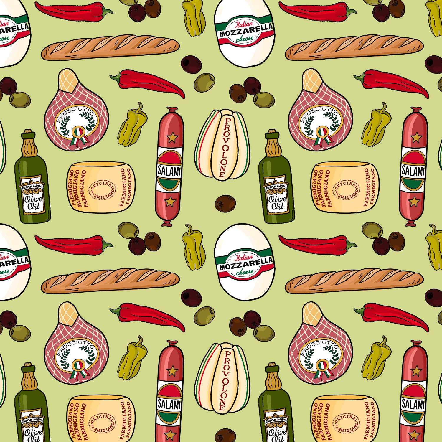 Brittany Paige - Wholesale Wrapping Paper Roll - Italian Meats & Cheeses Christmas Wrapping Paper Roll2