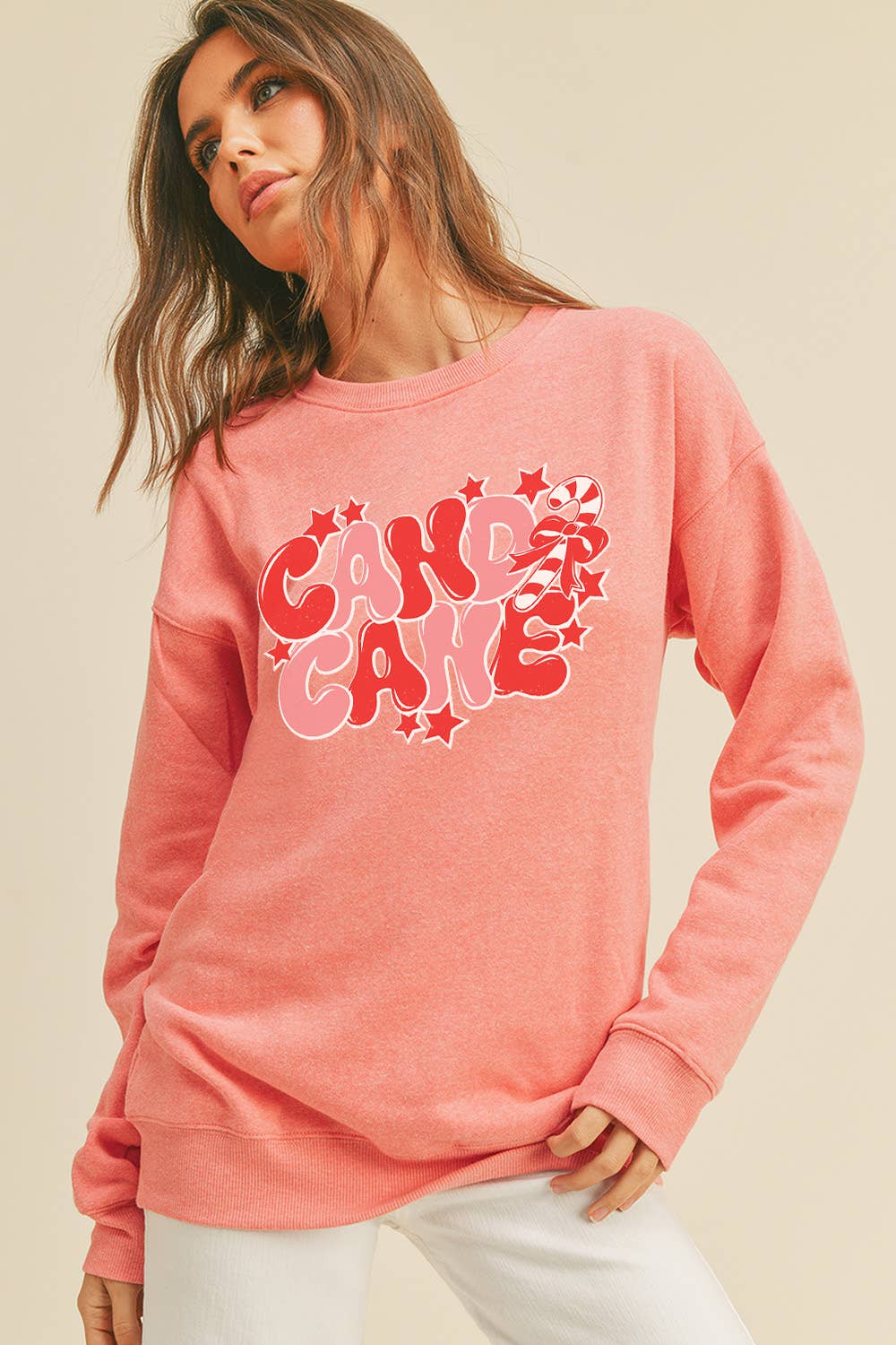 Honestee – wholesale Sweatshirt – Women's – Candy Cane Long Sleeve Sweatshirt6