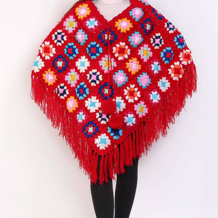 Handmade Crochet Tassels Poncho for wholesale by Miniapparels