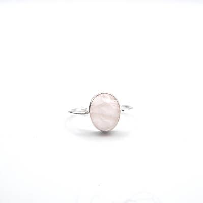 Rose cut Rose Quartz Silver Ring for wholesale by GTG Gems Corp