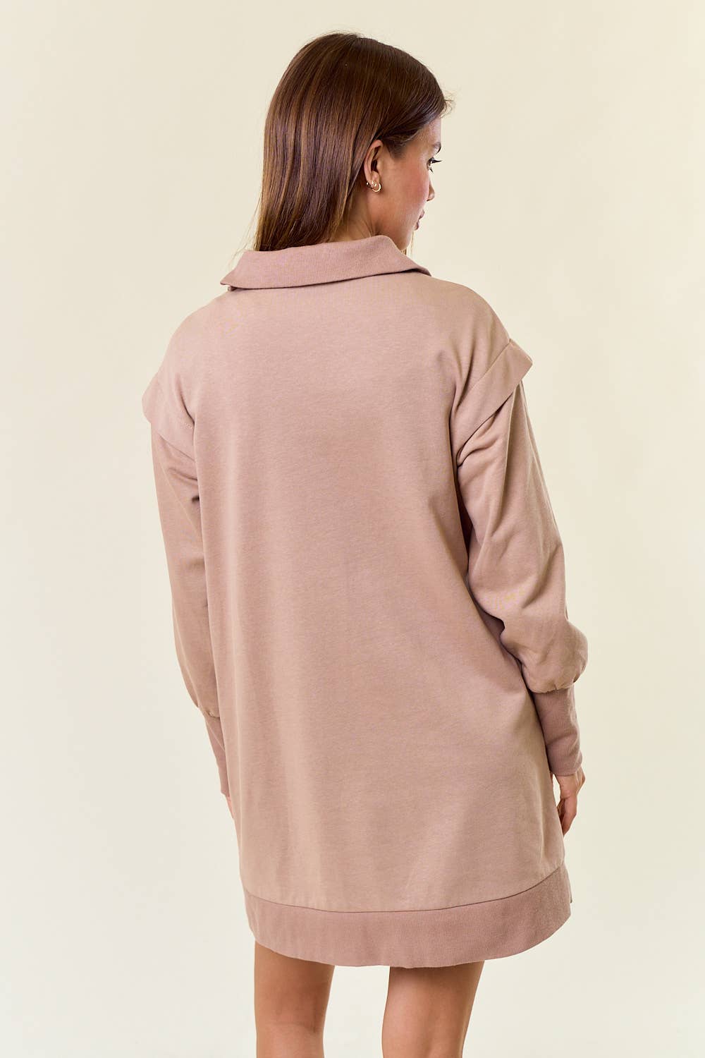 Doe and Rae – wholesale Dress – Women's – French Half Zip-Up Sweatshirt Dress W/ Pockets - 27818D3