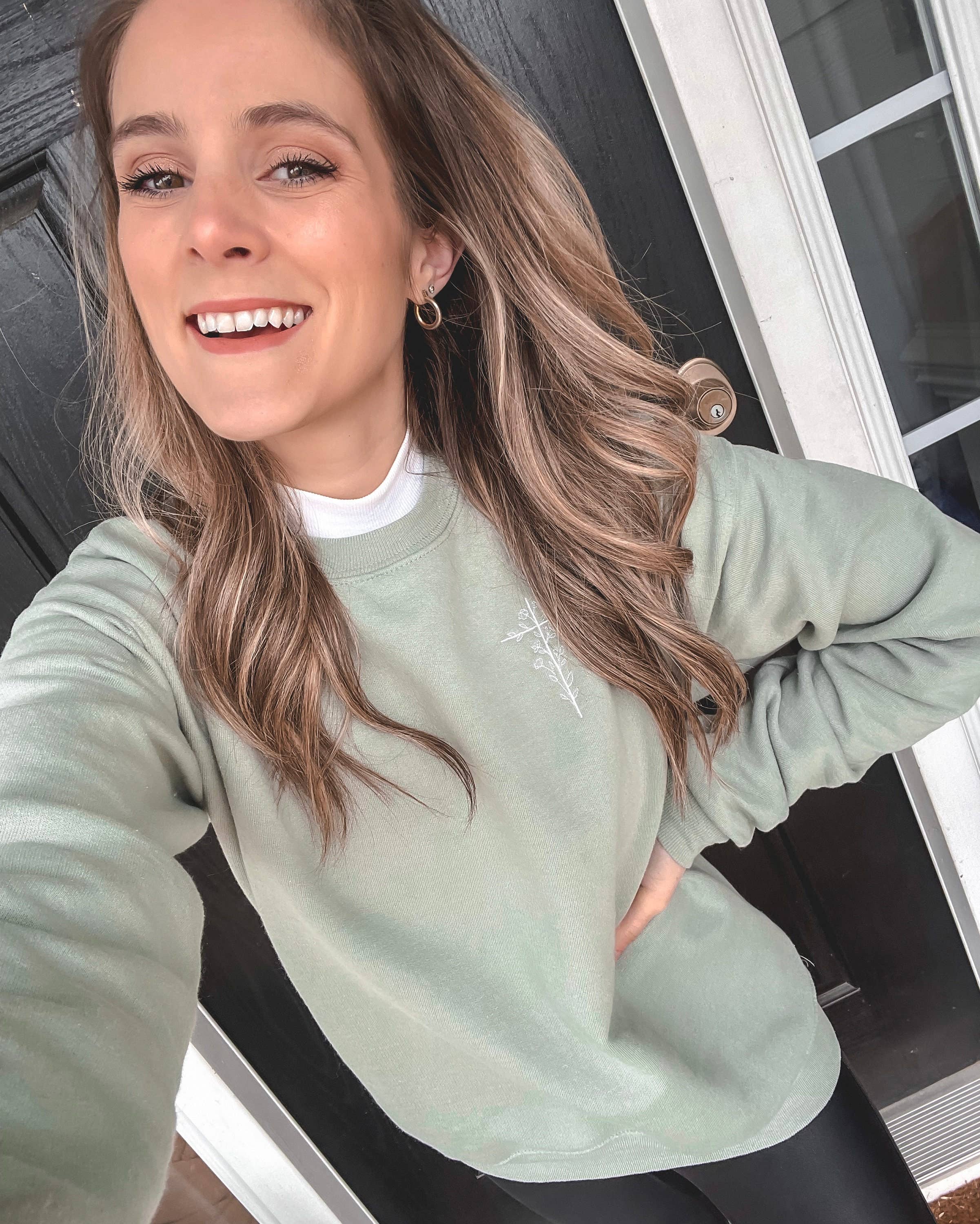 Honey Soul LLC - Wholesale Graphic Sweatshirt - Women's - Embroidered Floral Cross Sweatshirt3