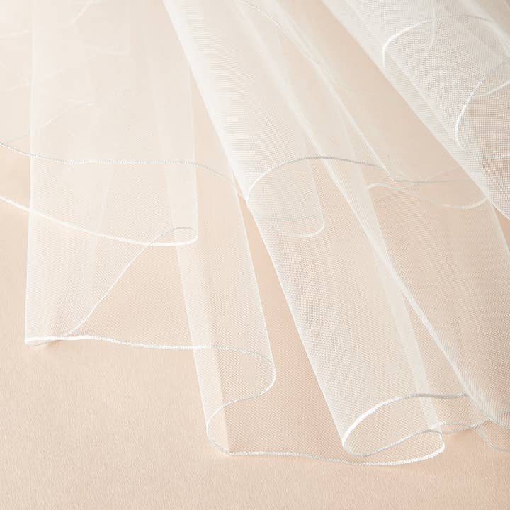 Ivory 2 Layer Pencil Edge Veil for wholesale on Faire